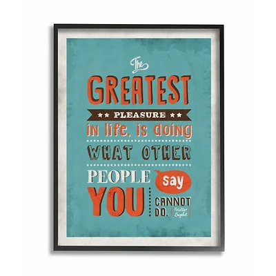 Stupell Industries The Greatest Pleasure Inspirational Vintage Comic Book Framed Wall Art