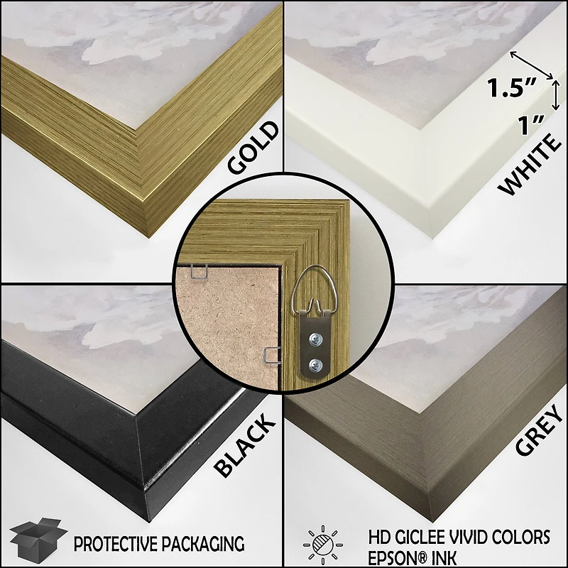 Designart 'Gold Black And White Stained Glass I' Modern Framed Canvas Wall Art