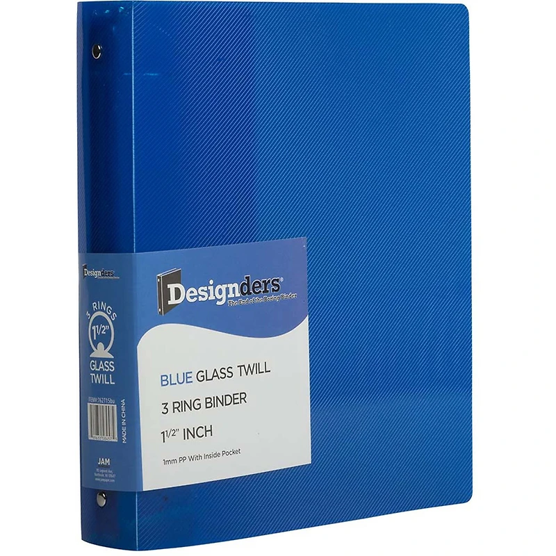 JAM Paper 1.5" Blue Plastic 3-Ring Binders, 2ct.