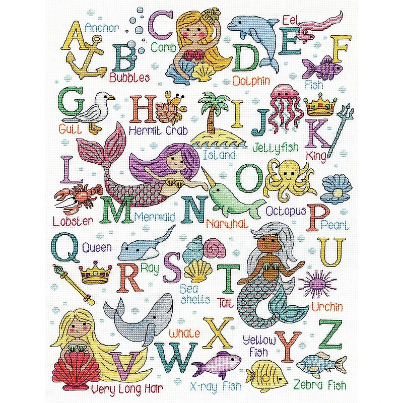 Design Works™ Mermaid ABC Counted Cross Stitch Kit