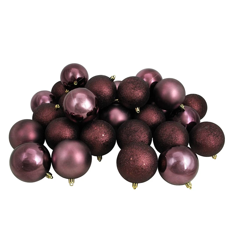 32ct. 3.25" 4-Finish Mulberry Shatterproof Ball Ornaments