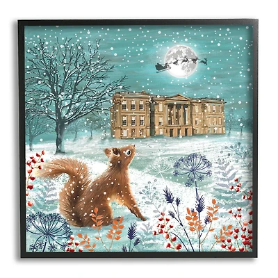 Stupell Industries Squirrel Watching Santa Claus Framed Giclee Art