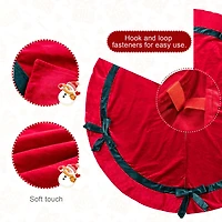 Glitzhome® 48"D Red Velvet Christmas Tree Skirt with Bows