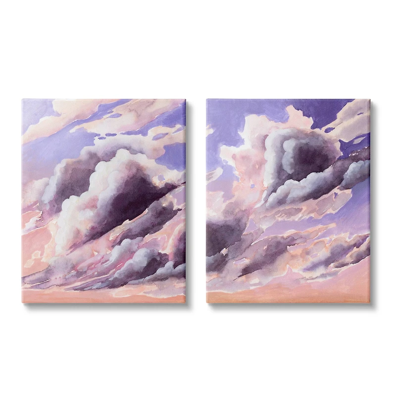 Stupell Industries Cumulus Cloudy Sky Blue Orange SunsetCanvas Wall Art