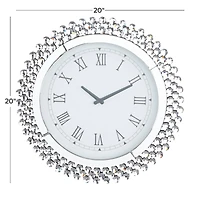 Silver MDF Glam Wall Clock, 20" x 2" x 20"