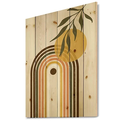 Designart - Abstract Yellow Sun With Retro Rainbow