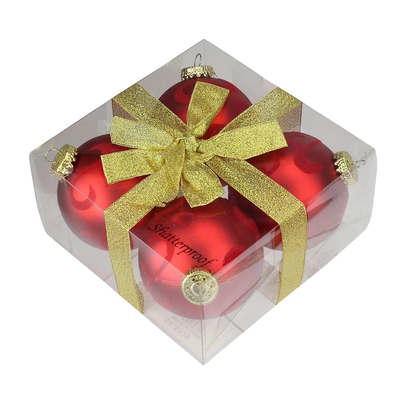 4ct 2.75" Red Flocked Flourish Shatterproof Ball Ornaments