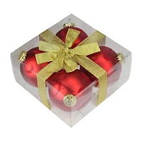 4ct 2.75" Red Flocked Flourish Shatterproof Ball Ornaments