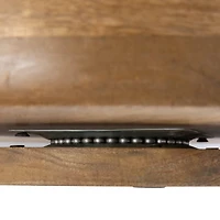 Hello Honey® 13.75" Mango Wood with Blue Enamel Center 2 Section Lazy Susan Server