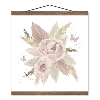 Boho Florals 16" x 16" Teak Hanging Canvas