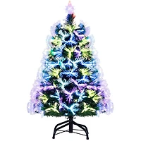 Costway 3ft. Pre‑Lit Fiber Optic Artificial Christmas Tree with Top Star & Folding Metal Stand