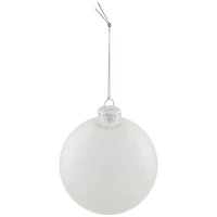 4ct. 4" White & Silver Frosted Matte Glass Ball Ornaments