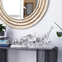 13" Silver Polystone Safari Animal Sculpture