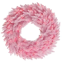 30" Pink LED Lights Light Pink Fir Artificial Christmas Wreath