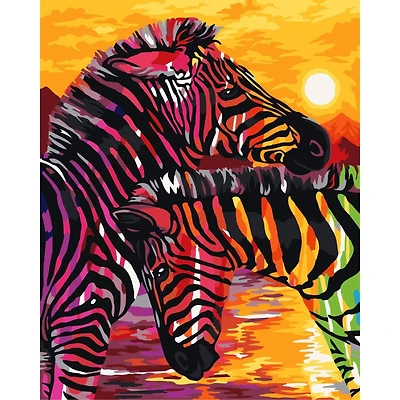 Crafting Spark Colorful Zebras Painting by Numbers Kit
