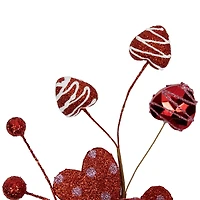18" Red Shimmering Glitter Valentine's Day Heart Spray