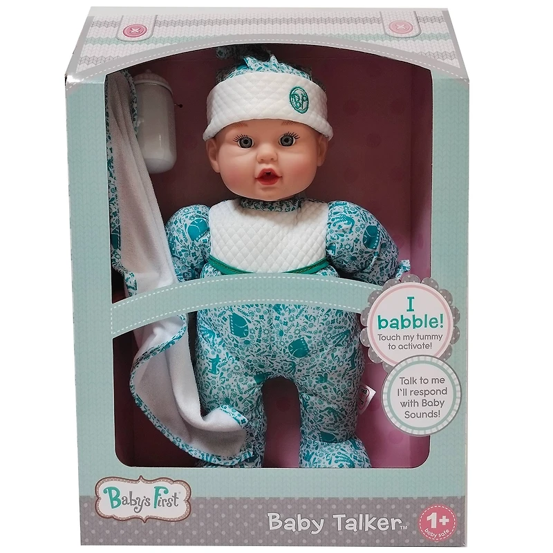 Goldberger Baby's First® Baby Talker™ 15" Interactive Baby Doll with Trendy Teal Outfit