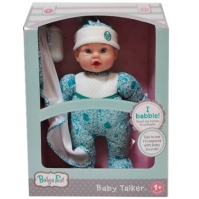 Goldberger Baby's First® Baby Talker™ 15" Interactive Baby Doll with Trendy Teal Outfit