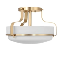 Hello Honey® Chatsworth White & Gold Etched Opal Glass & Metal Semi-Flush Mount Ceiling Light