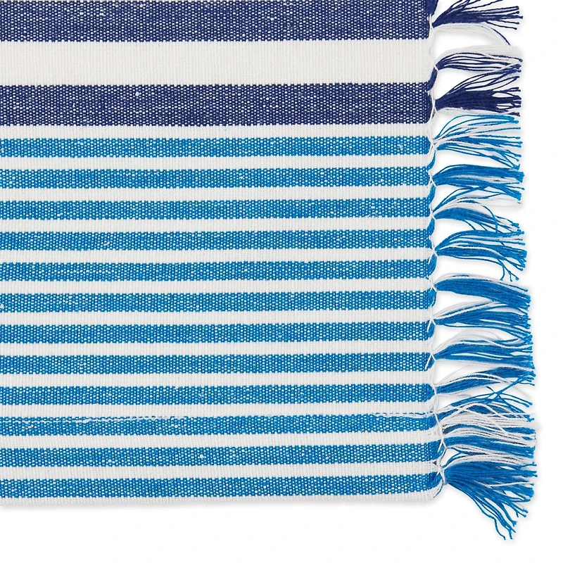 DII® Deep Blue Stripes With Fringe Placemats, 6ct.
