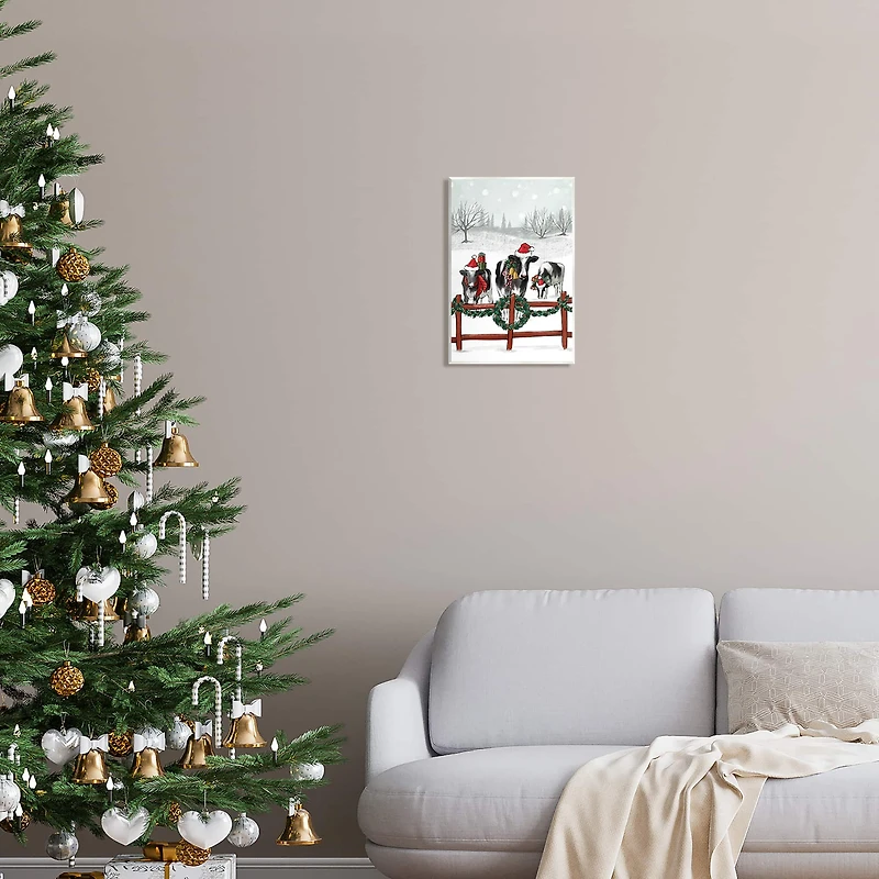 Stupell Industries Holiday Cows Farmland Fence Wall Plaque Art
