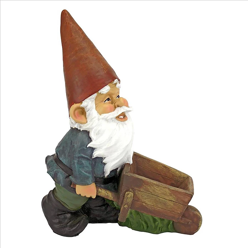 Design Toscano 12" Wheelbarrow Willie: Garden Gnome Statue