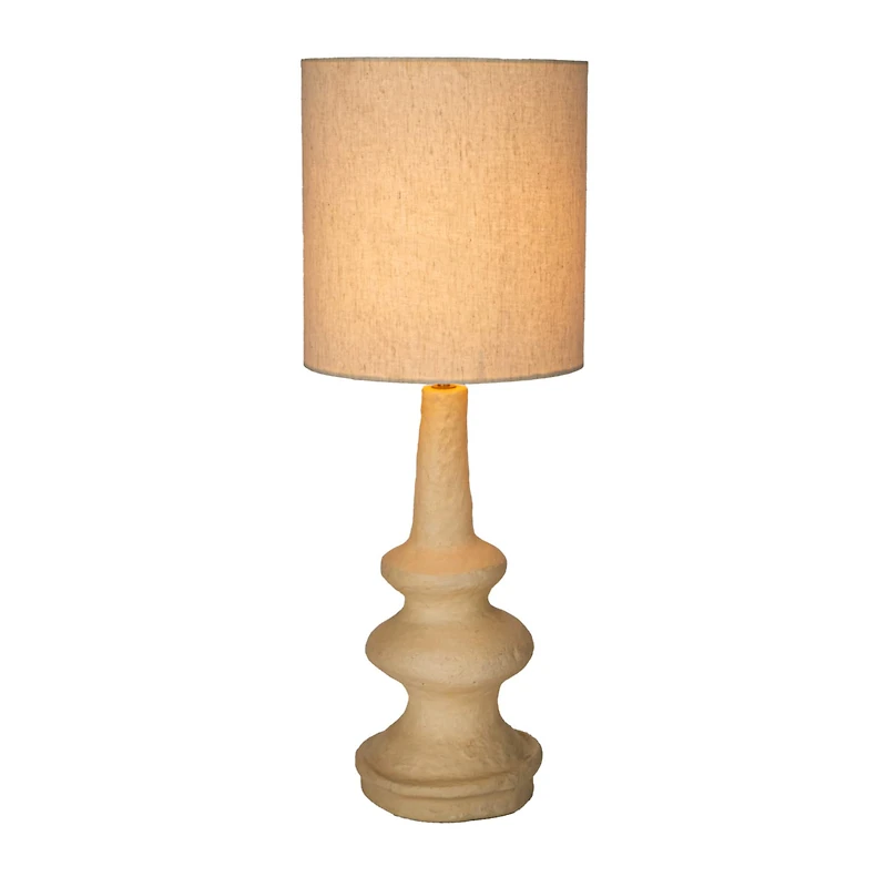 Hello Honey® 28" Natural Handmade Paper Mache Table Lamp with Cotton Shade