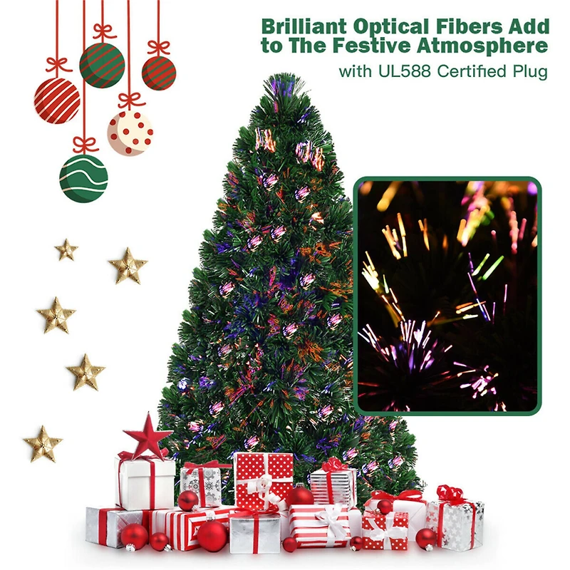 Costway 6ft. Fiber Optic Artificial Christmas Tree, LED Lights