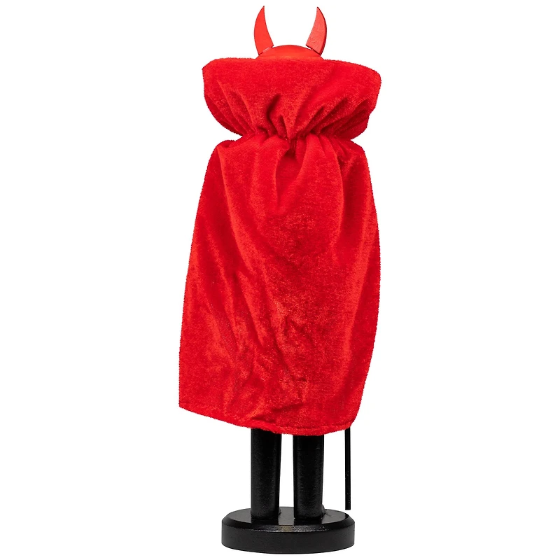 Red Wooden Devil Holding Pitch Fork Halloween Nutcracker