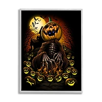 Stupell Industries Spooky Pumpkin Skeleton Haunted Woods Framed Giclee Art