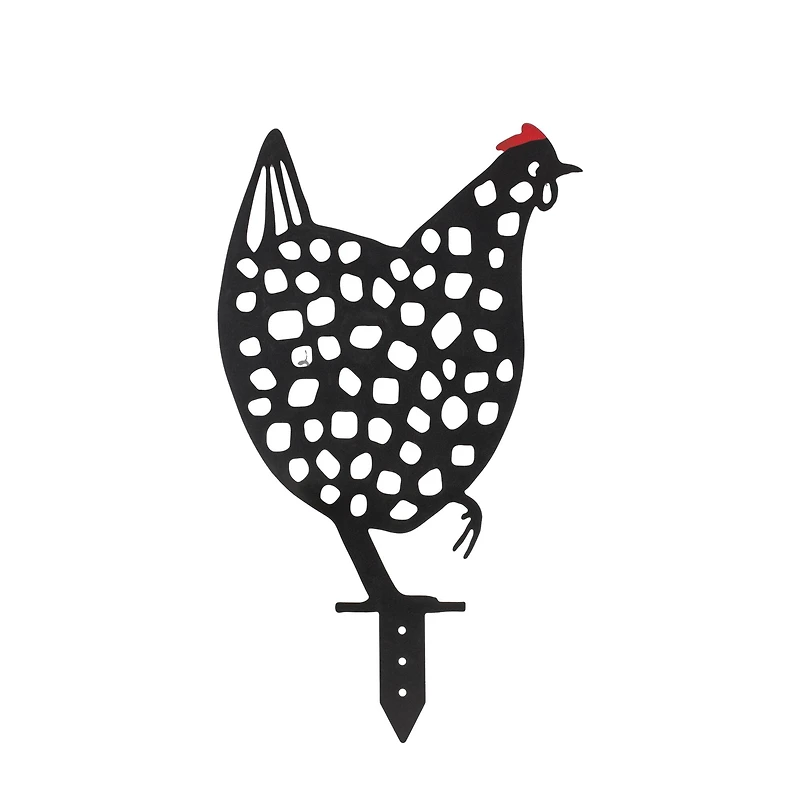 Punched Metal Chicken Garden Stake Set