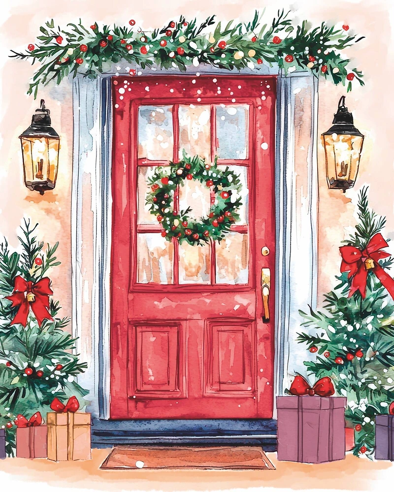 16" x 20" Red Christmas Door Paint-by-Number  Kit by Artist's Loft™