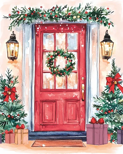 16" x 20" Red Christmas Door Paint-by-Number  Kit by Artist's Loft™