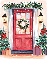16" x 20" Red Christmas Door Paint-by-Number  Kit by Artist's Loft™