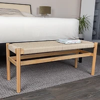Hello Honey® Fernway 18" Solid Wood and Woven Rope Entryway Bench
