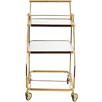 Gold Metal Glass Shelf 3-Tier Bar Cart
