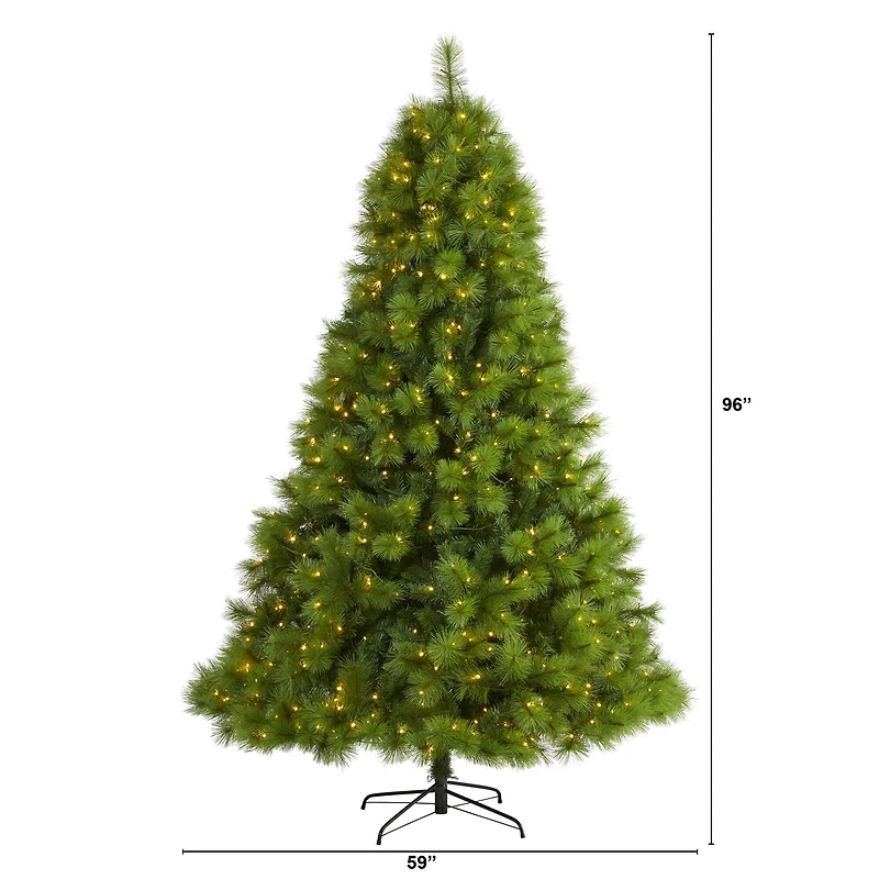 8ft. Pre-lit Green Scotch Pine Artificial Christmas Tree with Clear LED Lights