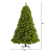 8ft. Pre-lit Green Scotch Pine Artificial Christmas Tree with Clear LED Lights
