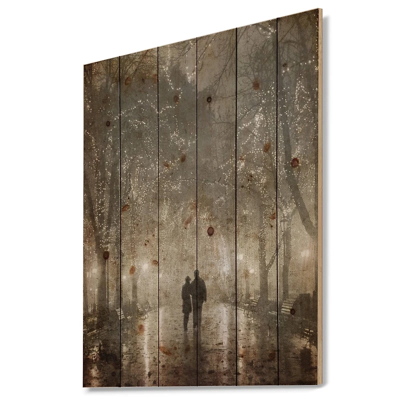 Designart - Couple Walking in Night Lights