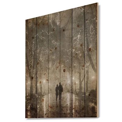 Designart - Couple Walking in Night Lights