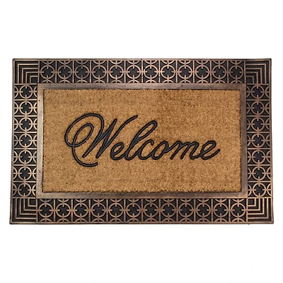 Gold & Natural Coir Welcome Doormat