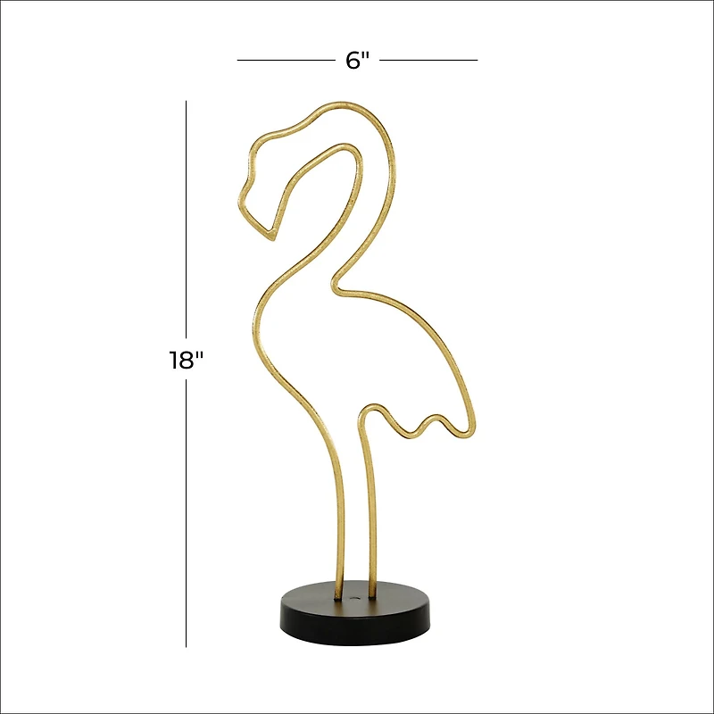 CosmoLiving by Cosmopolitan 18" Gold Contemporary Flamingo Sculpture