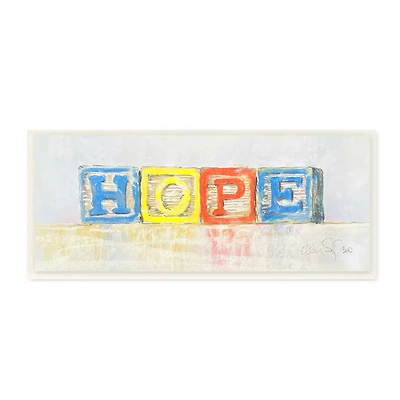 Stupell Industries Hope Typography Vintage Kids' Building Block Arrangement,7" x 17"