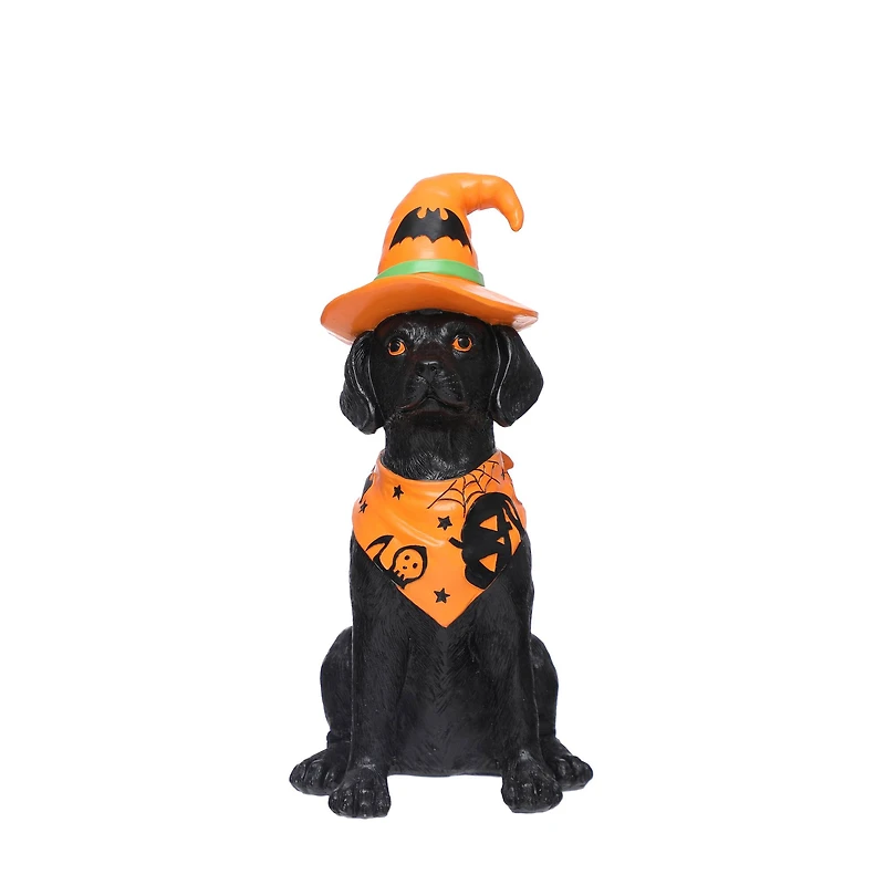 14" Sitting Dog with Witch Hat Tabletop Décor by Ashland®
