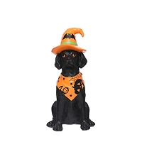 14" Sitting Dog with Witch Hat Tabletop Décor by Ashland®