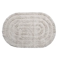 Hello Honey® Beige Modern Oval Cotton Tufted Rug With Woven Line Design, 71" x 47"