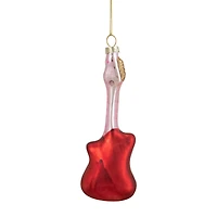 Red & Silver Bass Guitar Glass Ornament