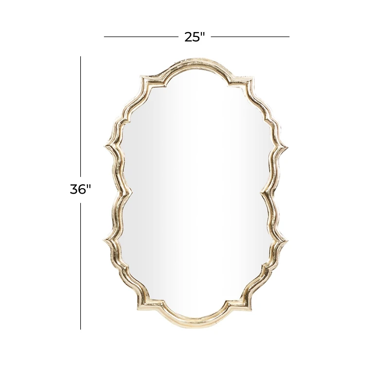 Gold Aluminum Contemporary Wall Mirror, 36" x 25" x 2"