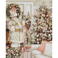 Luca-S White Santa With Christmas Tree Counted Cross-Stitch Kit