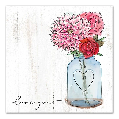 Watercolor Vase Of Flowers Canvas Wall Art